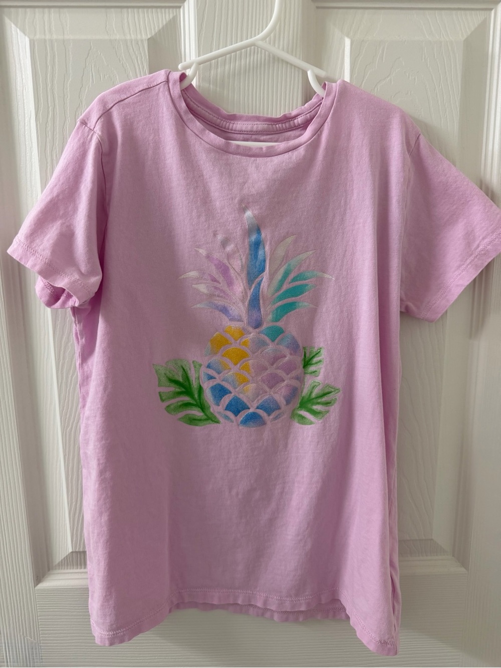 J. Crew Factory Lavender Tee with Multicolor Pineapple Graphic
